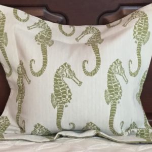 Olive Green Seahorses Pillow